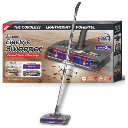 Swivel 360 Cordless Electric Floor Sweeper and Rechargeable Roller