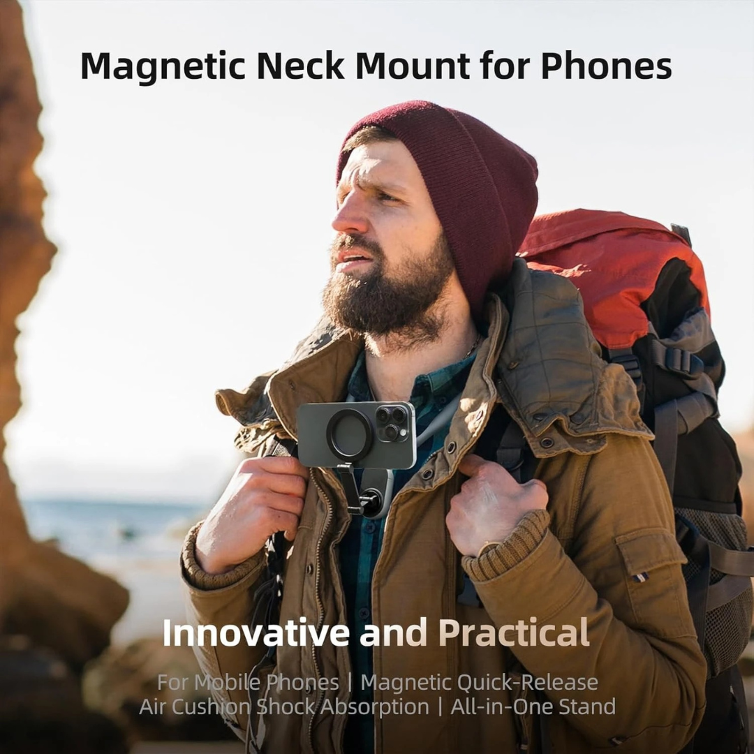 TELESIN Magnetic Neck Phone Holder – Hands-Free Flexible Mount for Vlogging, Live Streaming & Travel