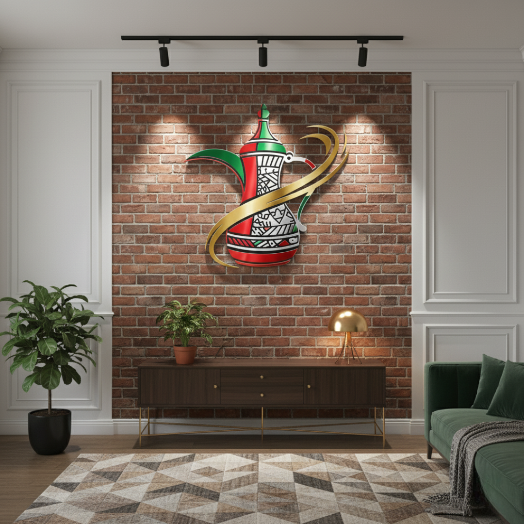 Traditional UAE Dallah & Flag Acrylic Wall Art | Symbolic National Decor.