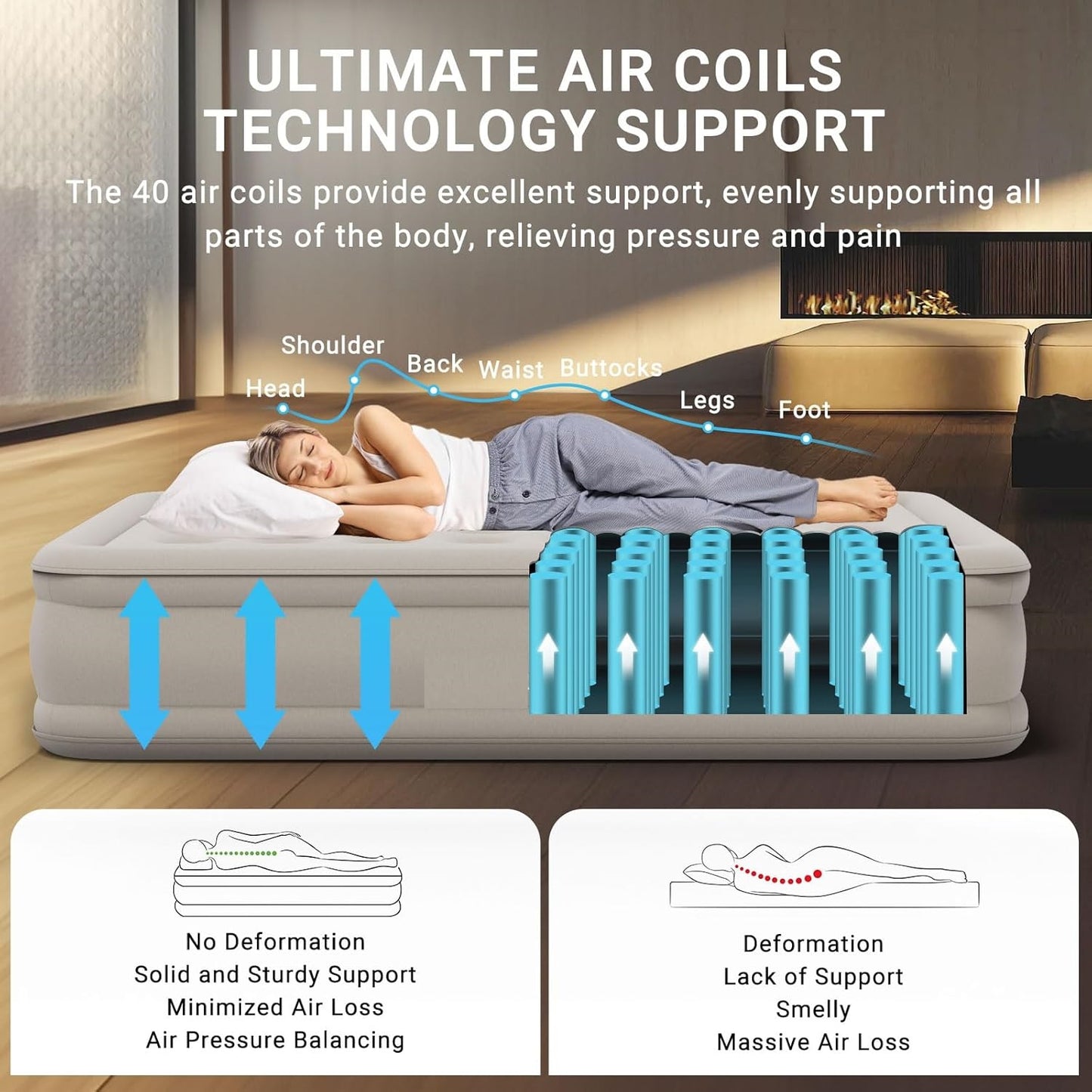 Twin Air Mattress with Built in Pump Inflatable Mattress