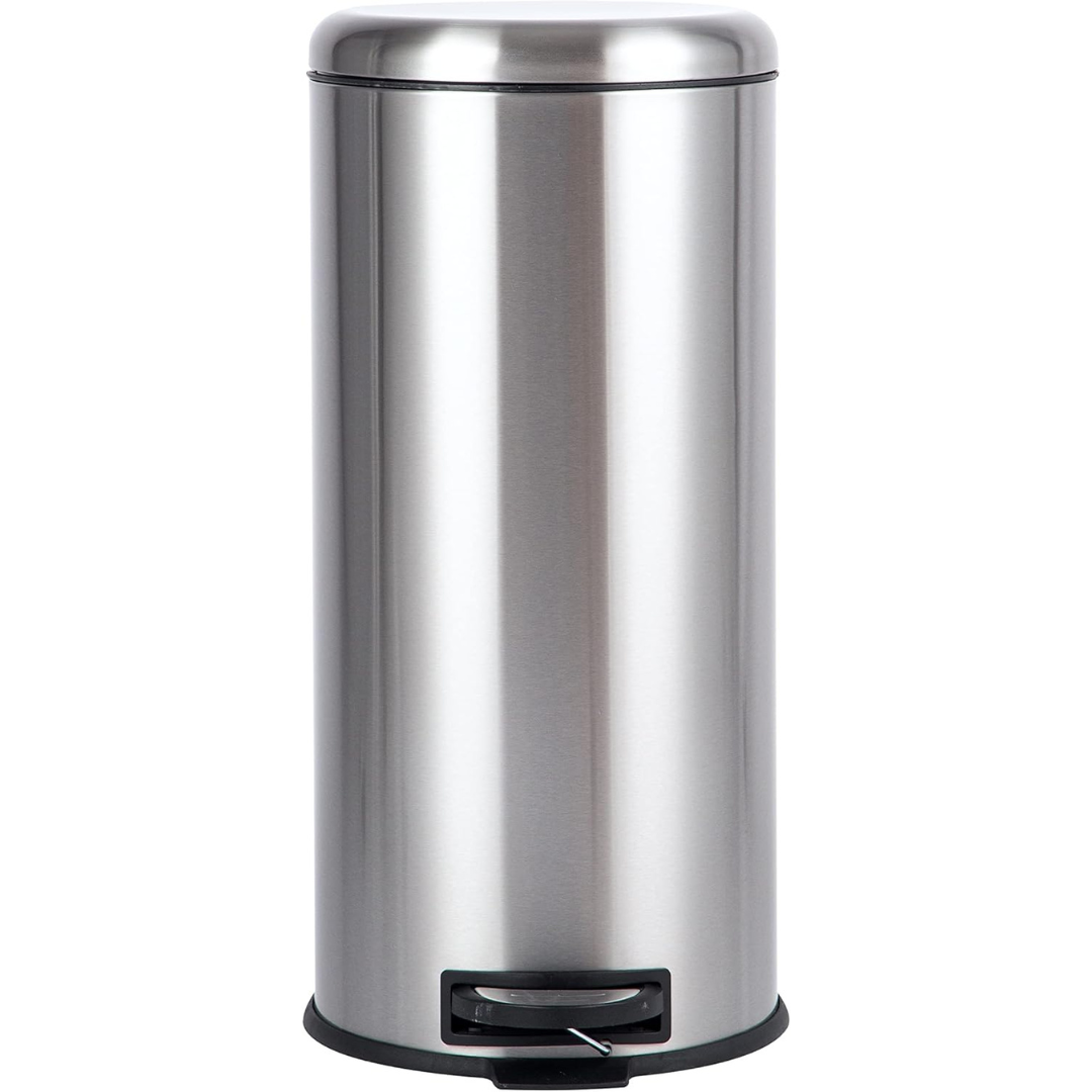 Stainless Steel Round Pedal Trash Bin | 30L Soft-Close Lid