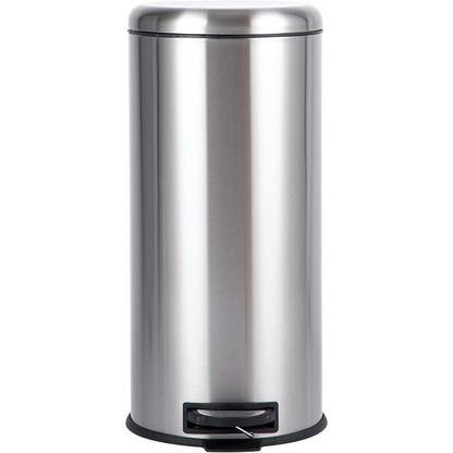 Stainless Steel Round Pedal Trash Bin | 30L Soft-Close Lid