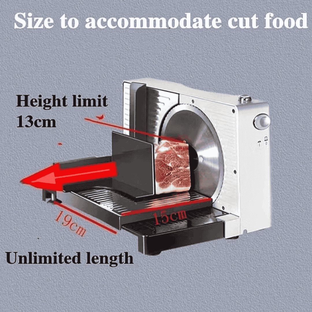 Electric Meat & Bread Slicer – 0–15mm Adjustable Thickness Cutter with Ø170mm Stainless Steel Blade | 100W Food Slicer for Meat, Cheese, Bread, and Cold Cuts