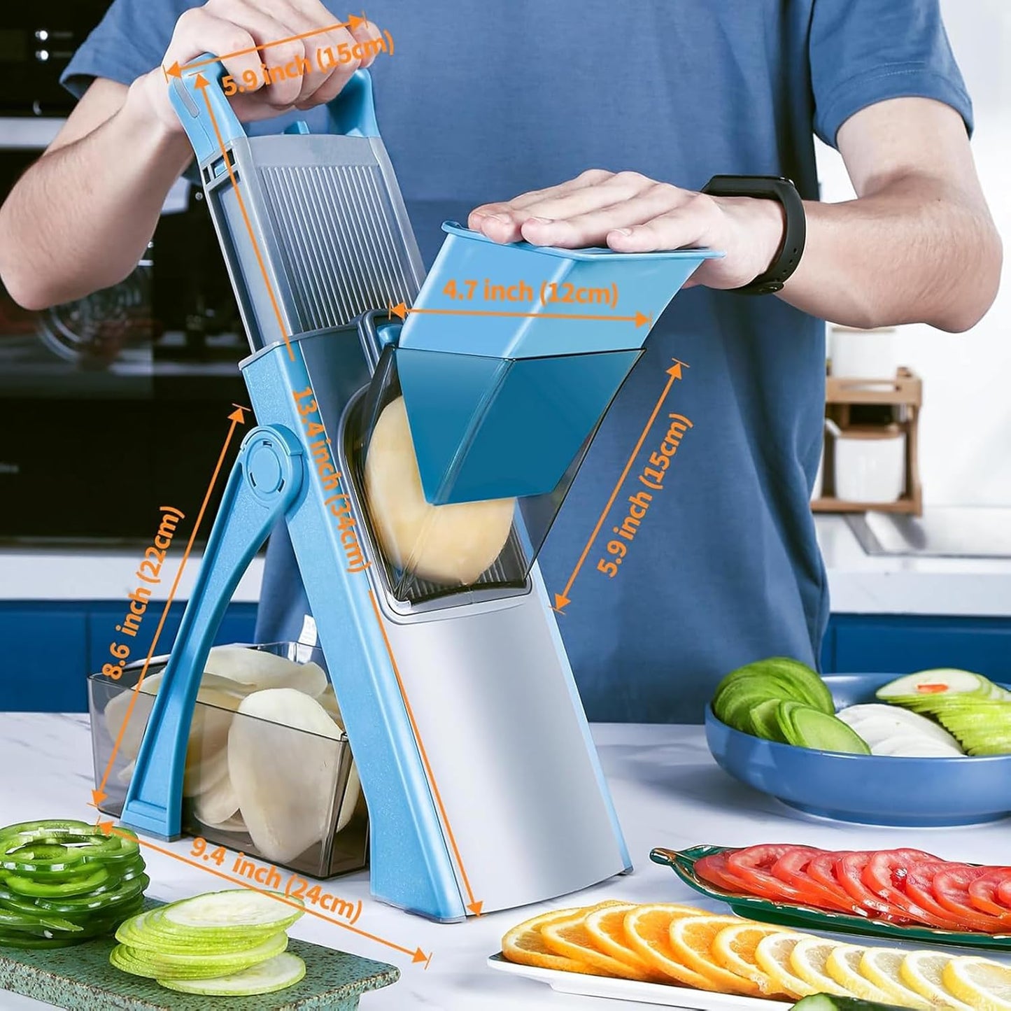 Vegetable Chopper, Safe Slicer With Adjustable Thickness3