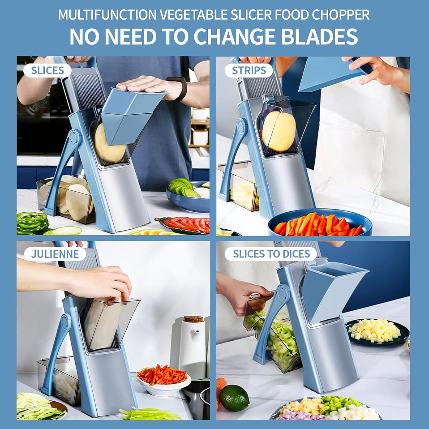 Vegetable Chopper, Safe Slicer With Adjustable Thickness8