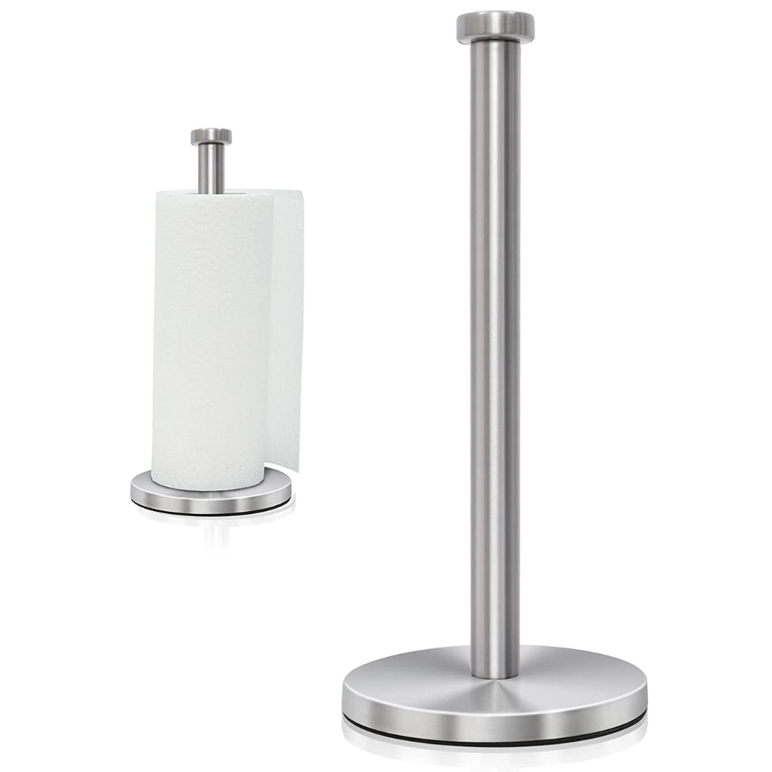 Weighted Stainless Steel Countertop Paper Towel Holder - Standard and Large Roll Capacity