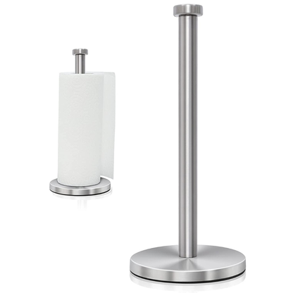 Weighted Stainless Steel Countertop Paper Towel Holder - Standard and Large Roll Capacity
