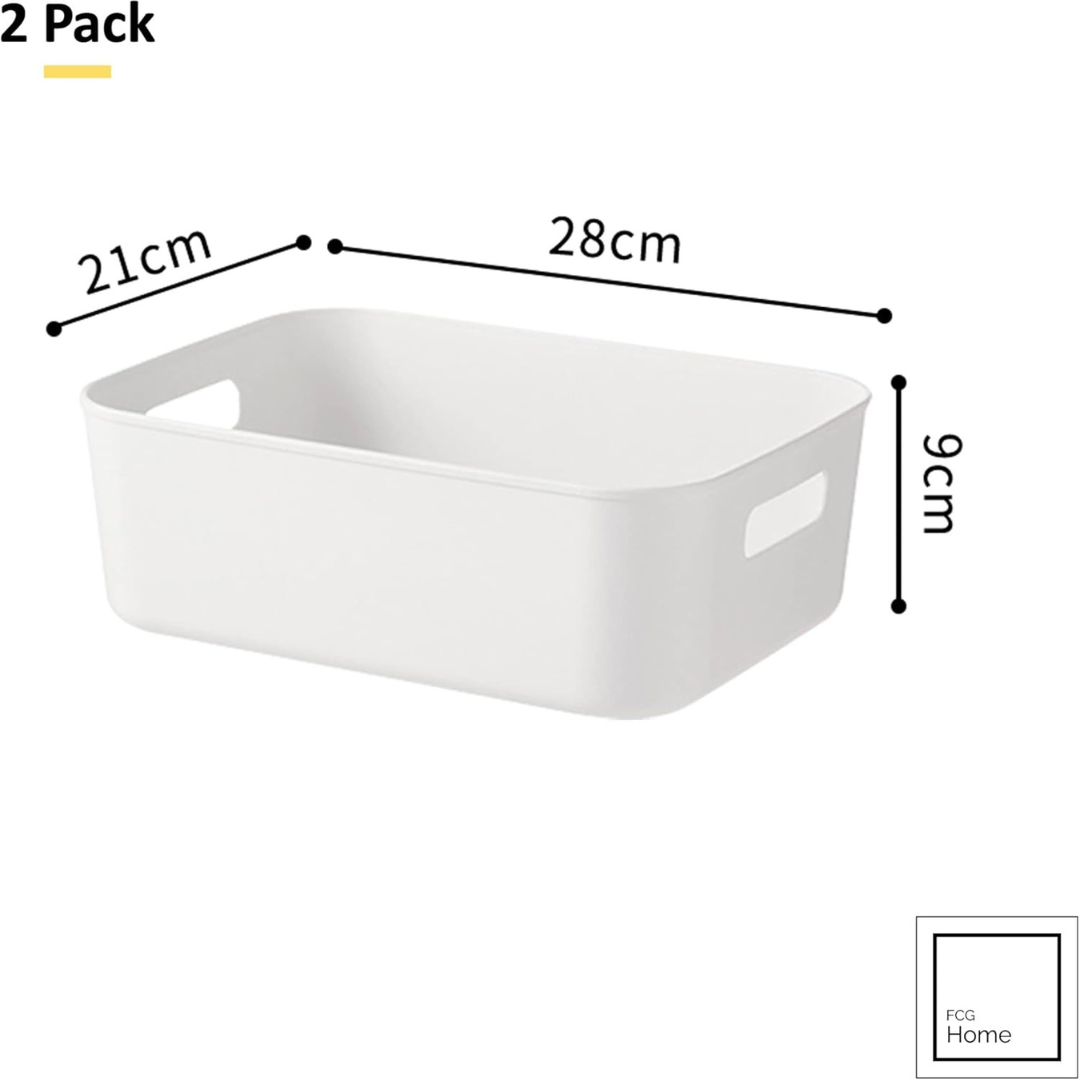 White Box Pantry Cupboard Storage Organizer Basket Bin Small 2 Pack...
