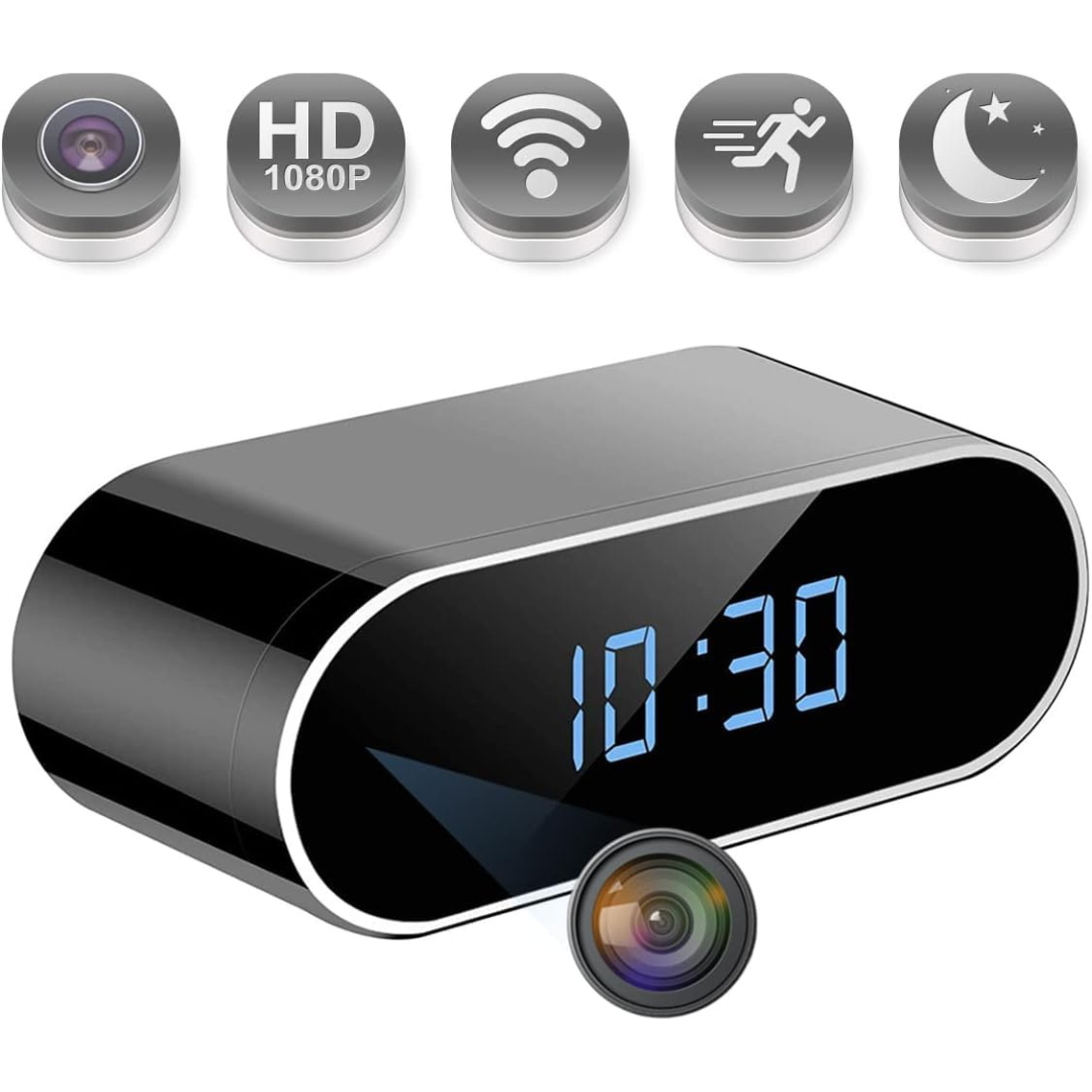WiFi Digital Clock Camera with 1080p Night Vision and Motion Detection..