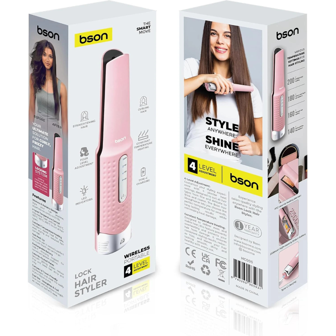 Wireless Automatic Hair Curler – Cordless, 4 Heat Levels, Rechargeable