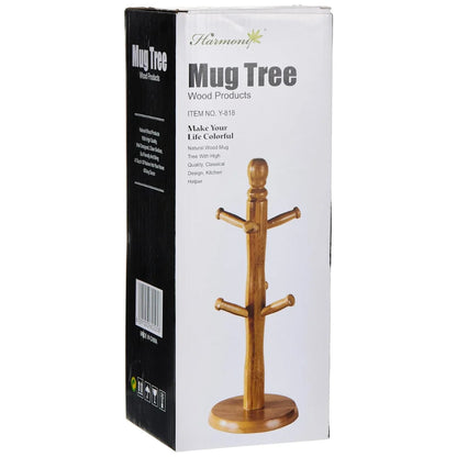 Wood Mug Holder Stand 6 Hooks 3
