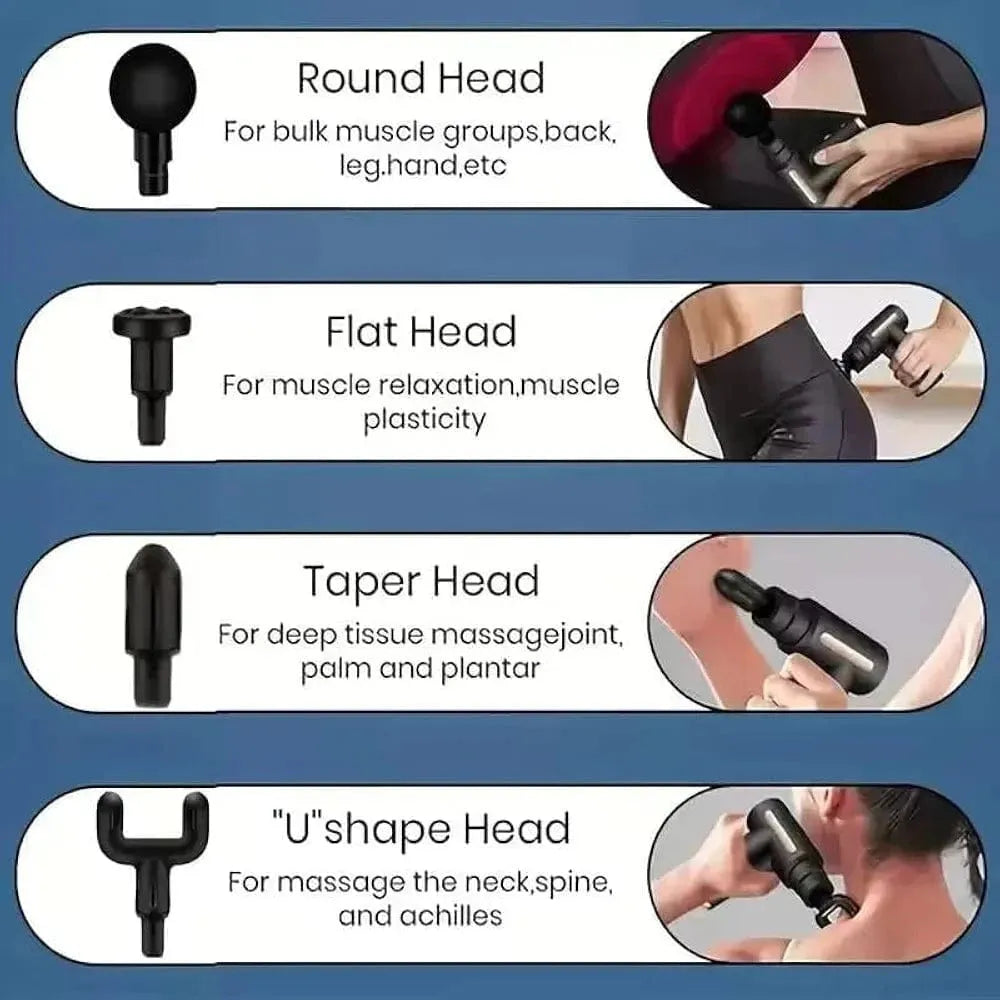 Portable Deep Tissue Massage Gun | 6 Speeds & 4 Heads