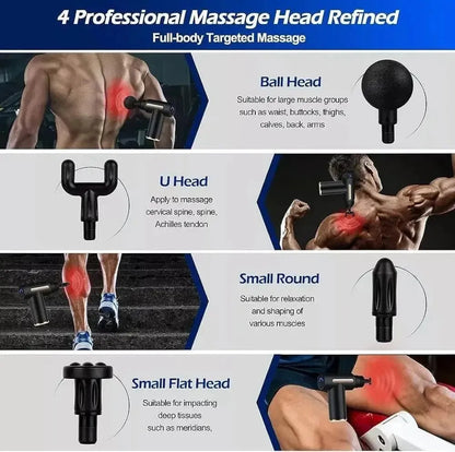 Portable Deep Tissue Massage Gun | 6 Speeds & 4 Heads