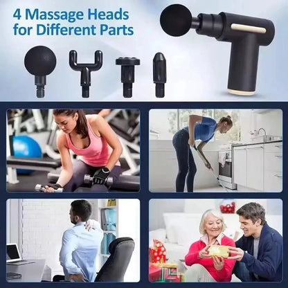 Portable Deep Tissue Massage Gun | 6 Speeds & 4 Heads